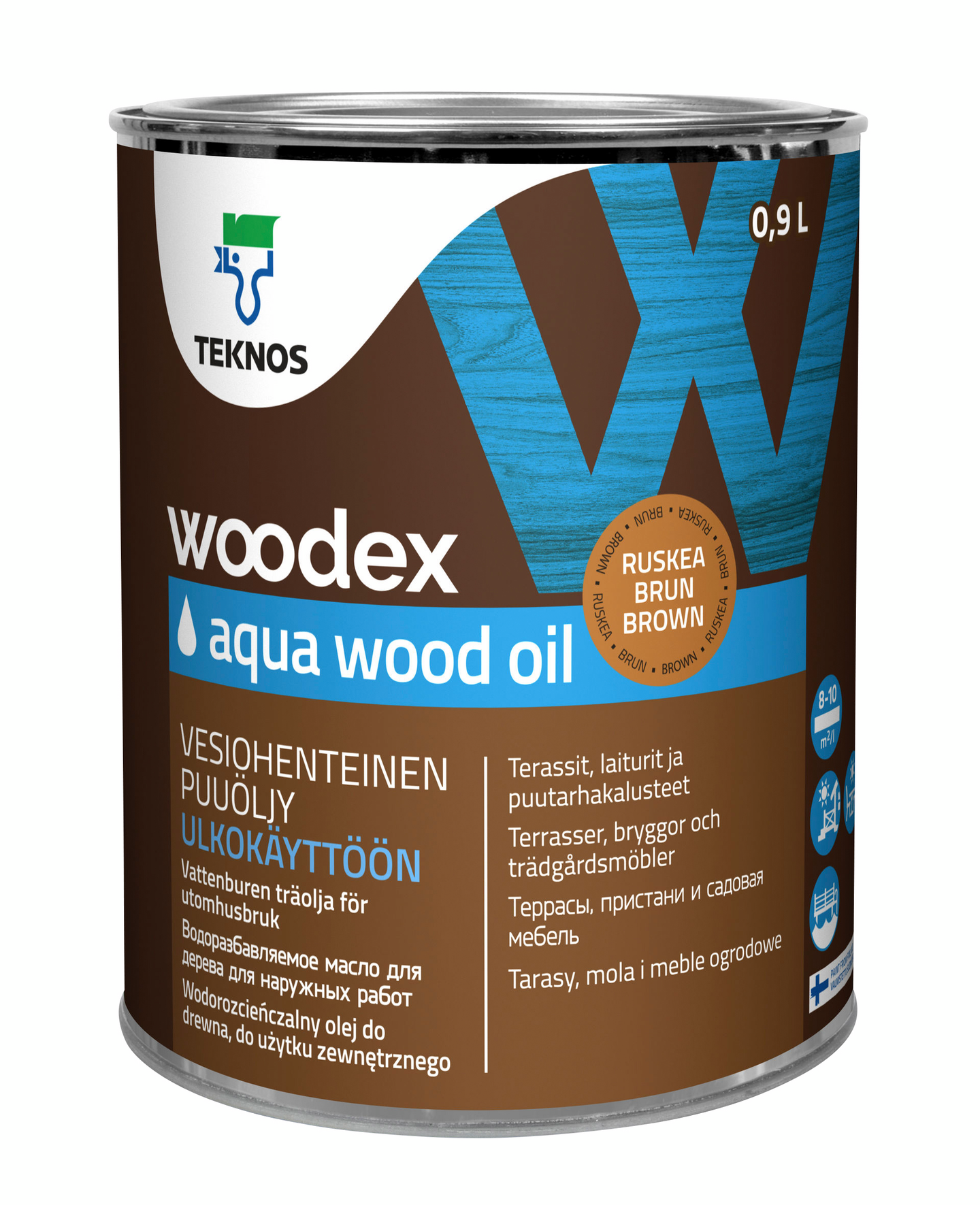 Woodex Aqua Wood Oil ruskea puuöljy 0,9l