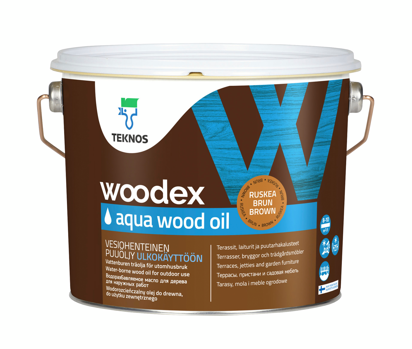 Woodex Aqua Wood Oil ruskea puuöljy 2,7l