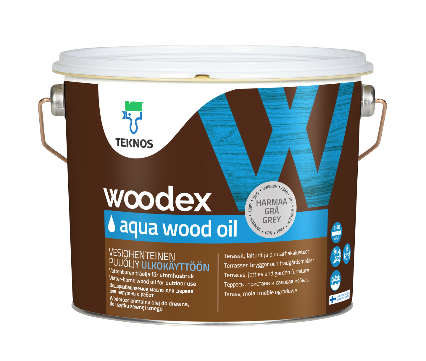 Woodex Aqua Wood Oil harmaa puuöljy 2,7l