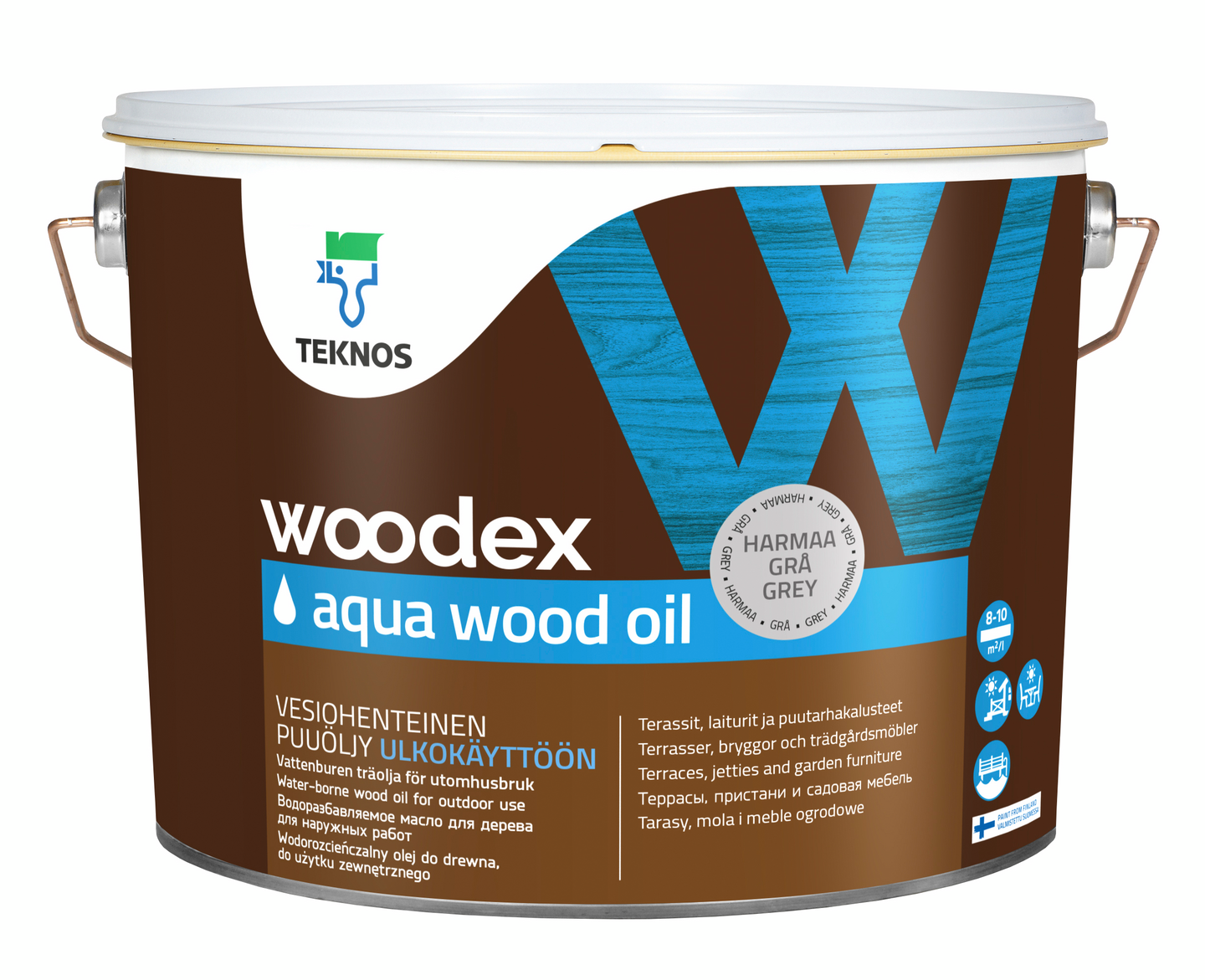 Woodex Aqua Wood Oil harmaa puuöljy 9l