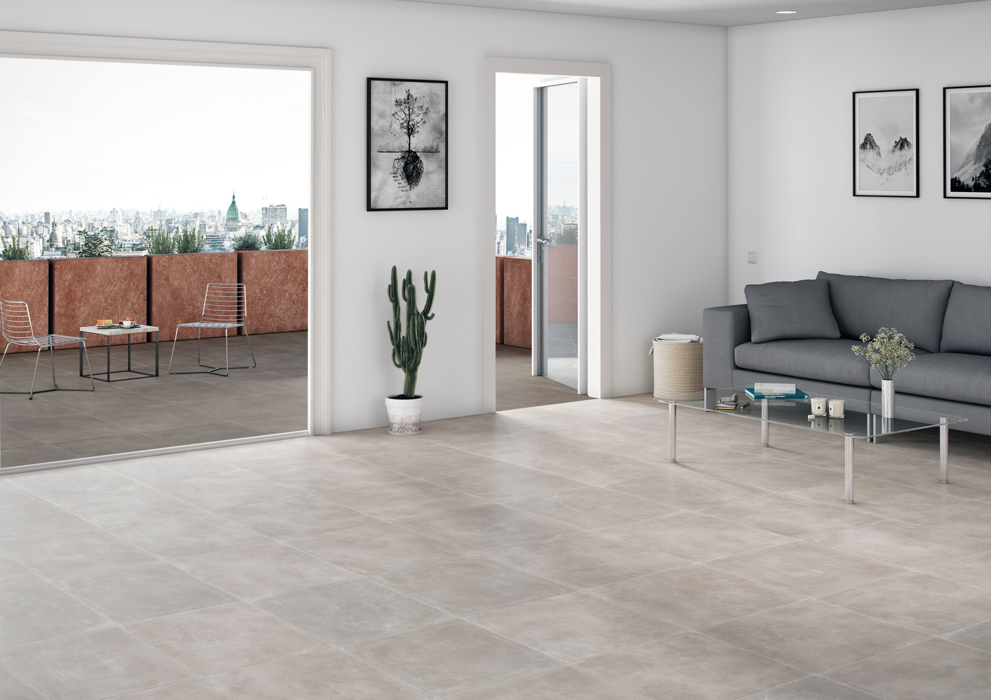 Lattialaatta Cello Assen 45x45 pakkasenkestävä harmaa 1,42m²