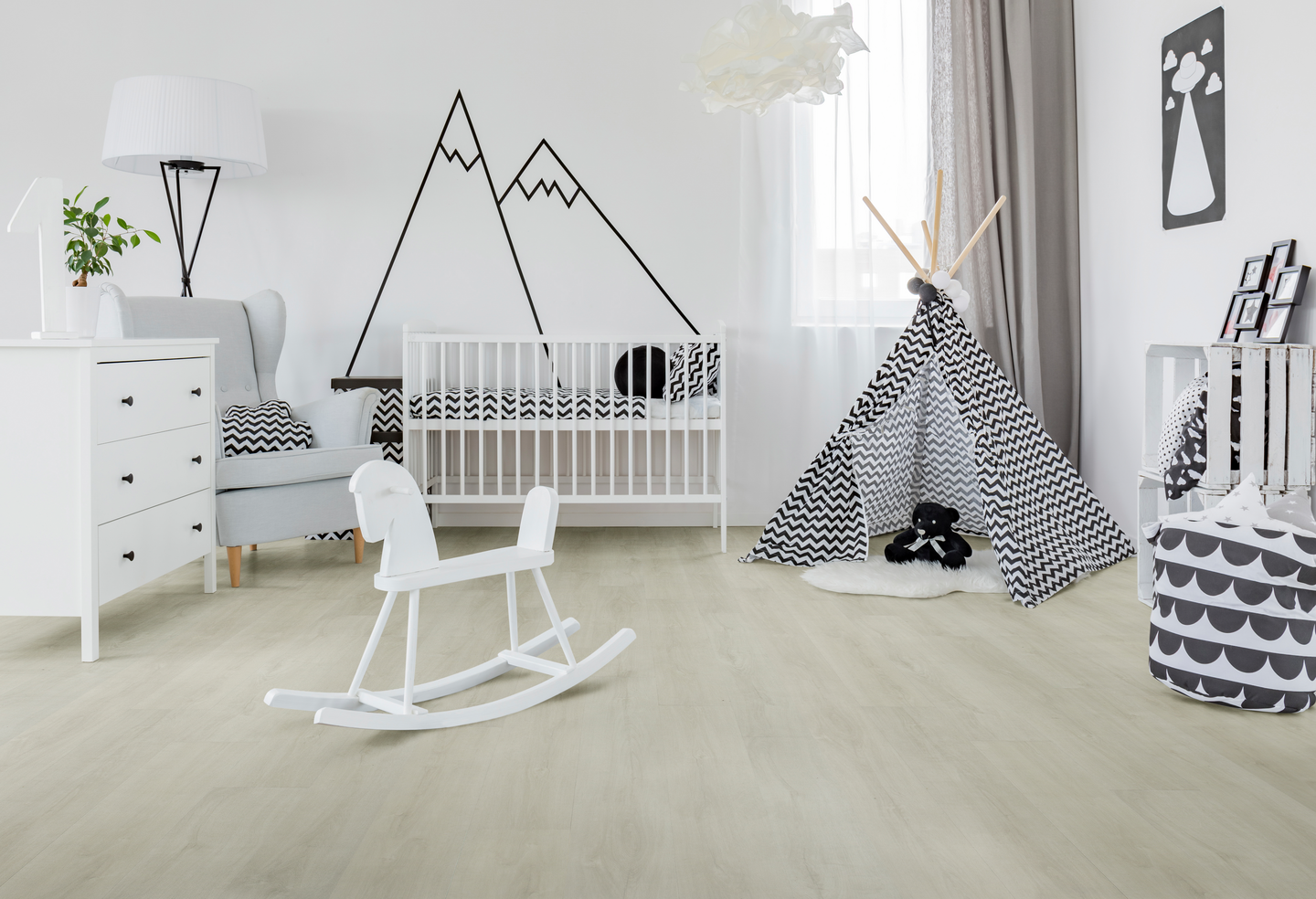 Vinyylilankku Goodiy Chloe valkoinen 1863 KL32 2,562m²