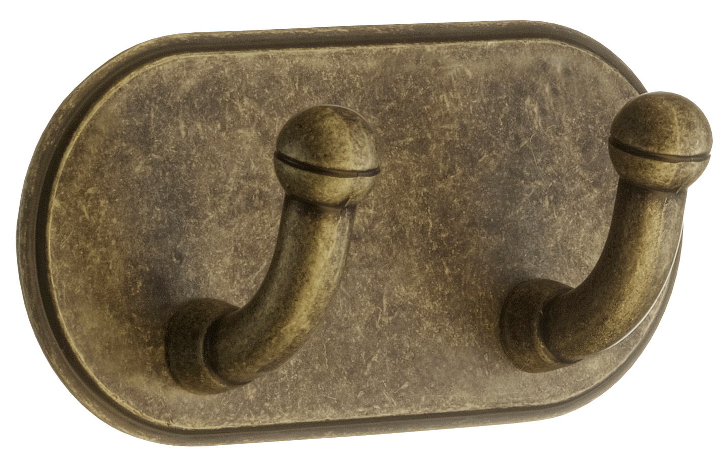 Kaksoiskoukku Beslagsboden tarrakiinnitys BA1121 antiikki messinki