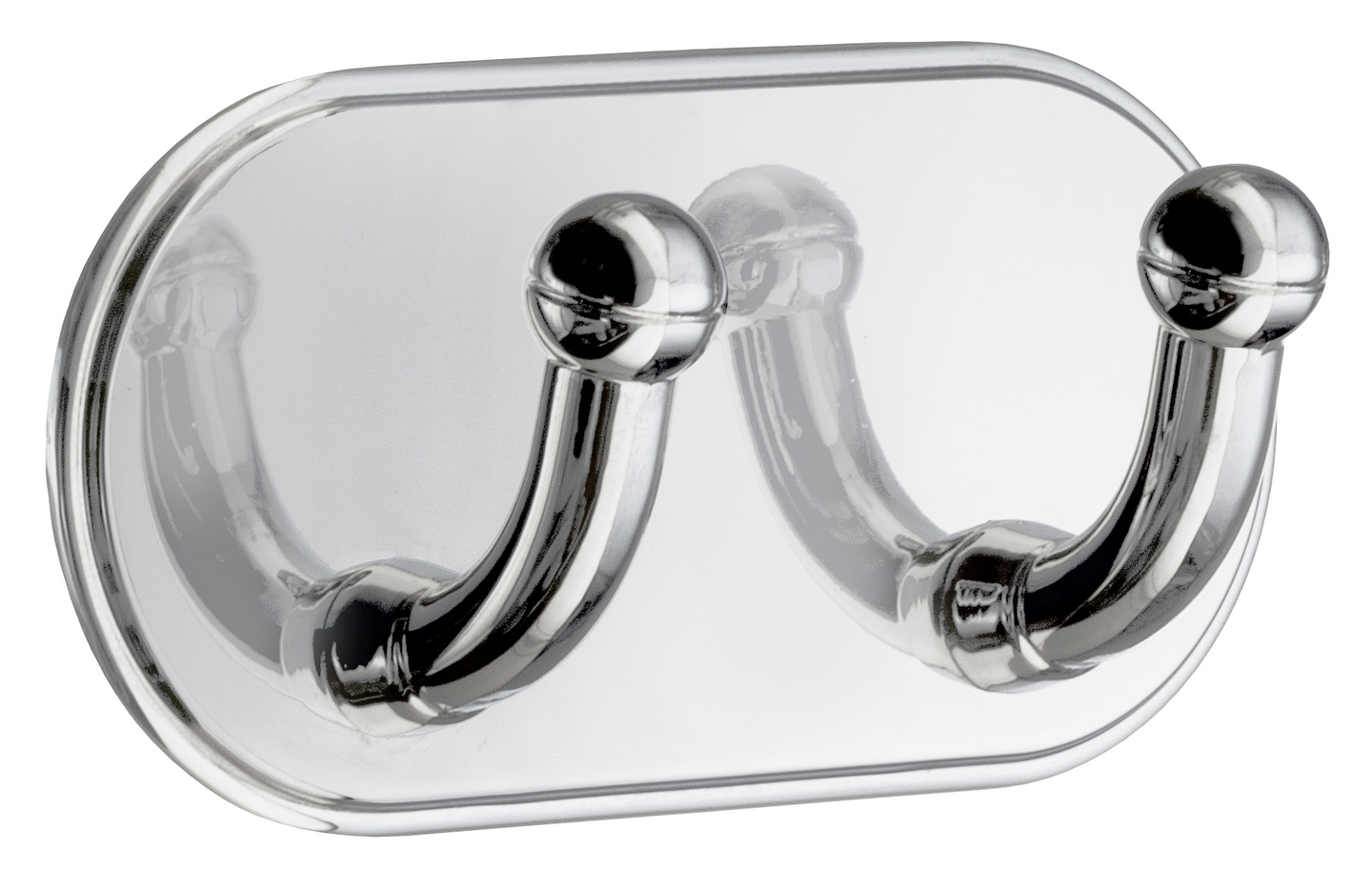 Kaksoiskoukku Beslagsboden tarrakiinnitys BK1121 kiillotettu kromi