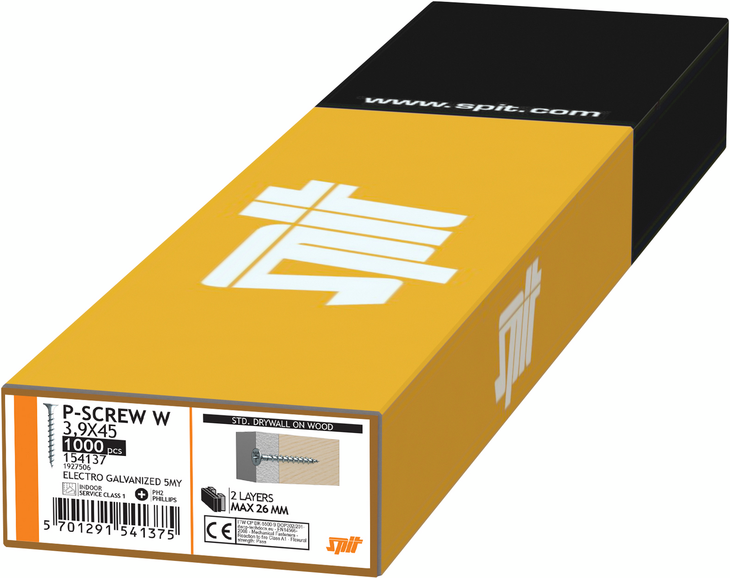 Nauharuuvi SPIT kipsi harva 3,9x45mm sähkösinkitty 1000kpl 154137