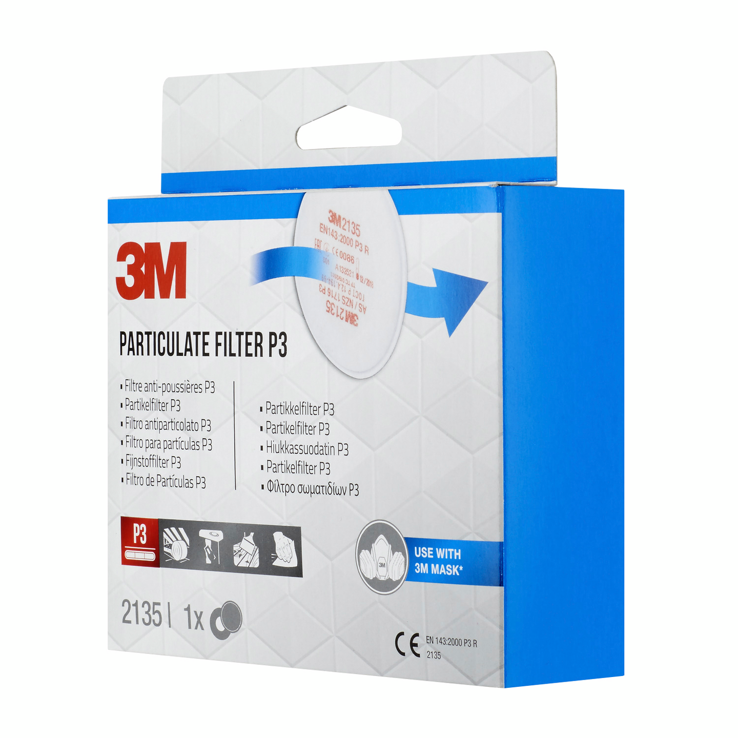 Hiukkassuodatin 3M 2135 Pro1 P3 sarjat 6000 ja 6500