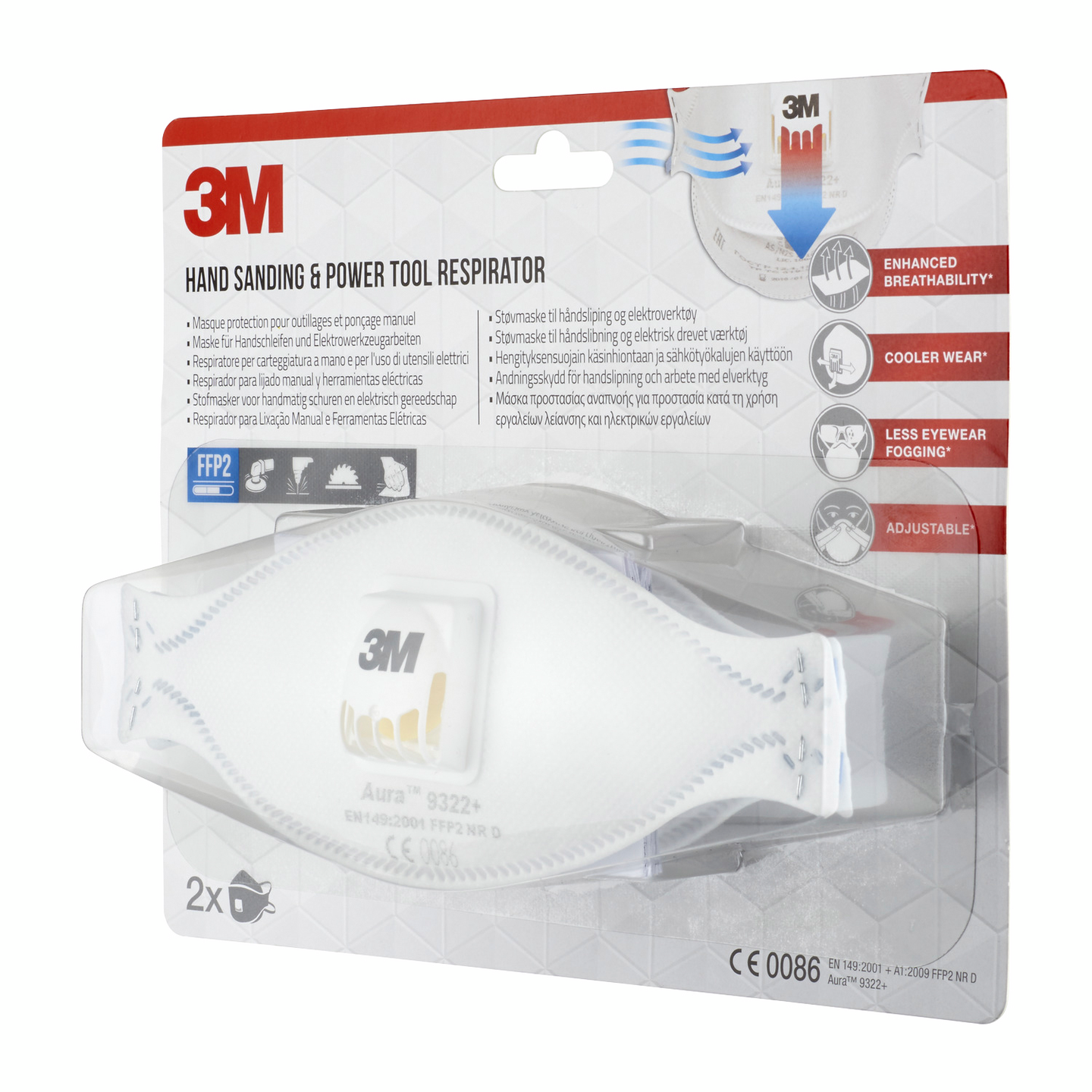 Hengityssuojain 3M 9322+ Aura FFP2 venttiili 2kpl