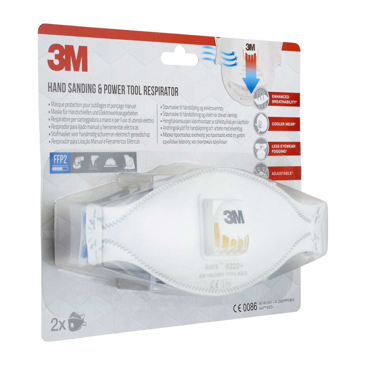 Hengityssuojain 3M 9322+ Aura FFP2 venttiili 2kpl