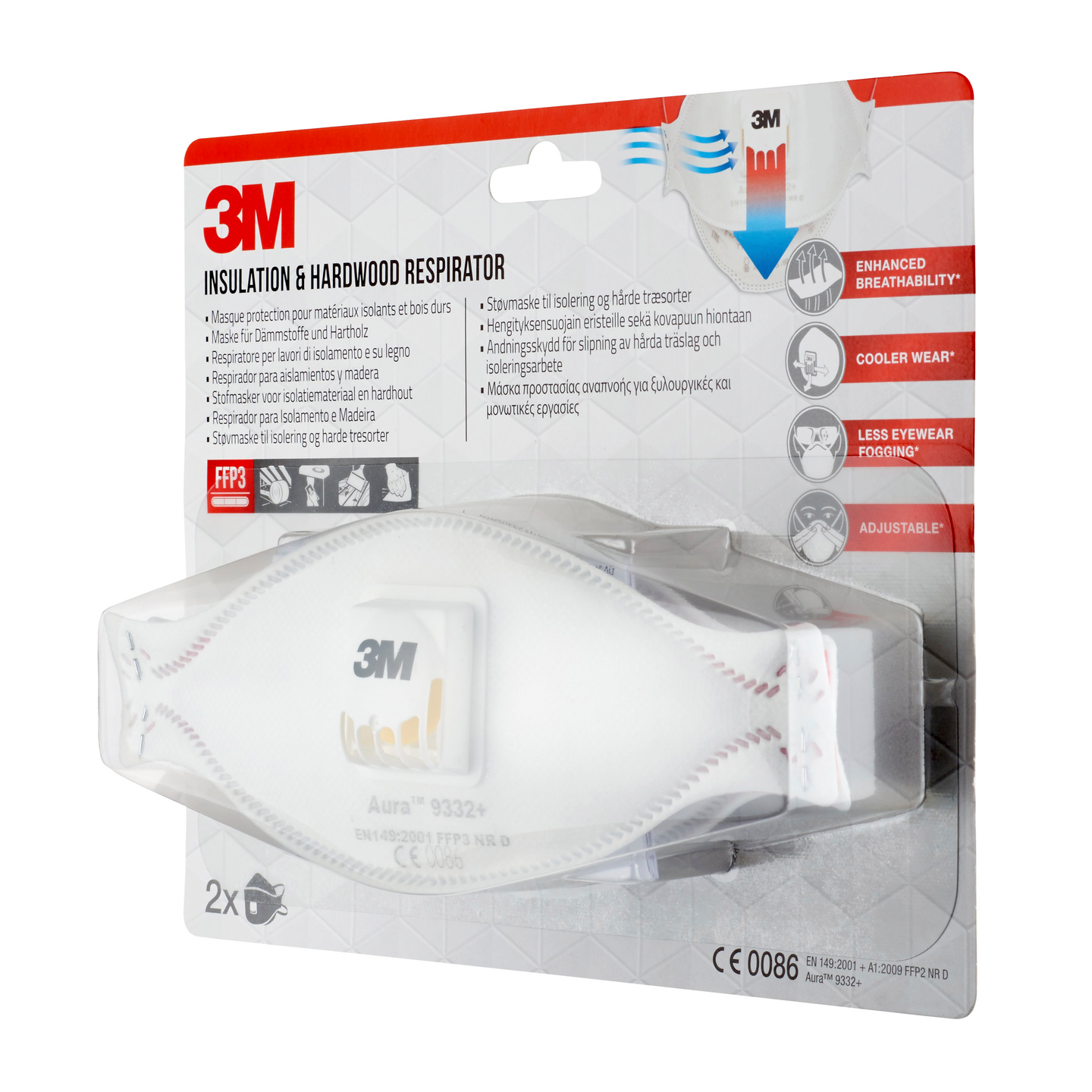 Hengityssuojain 3M 9332+ Aura FFP3 venttiili 2kpl