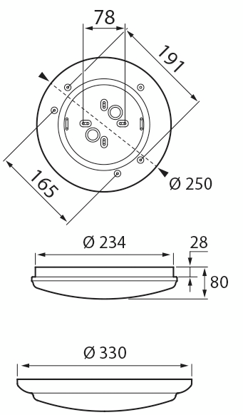 Yleisvalaisin Airam Lumi II 250 6W/830 IP44