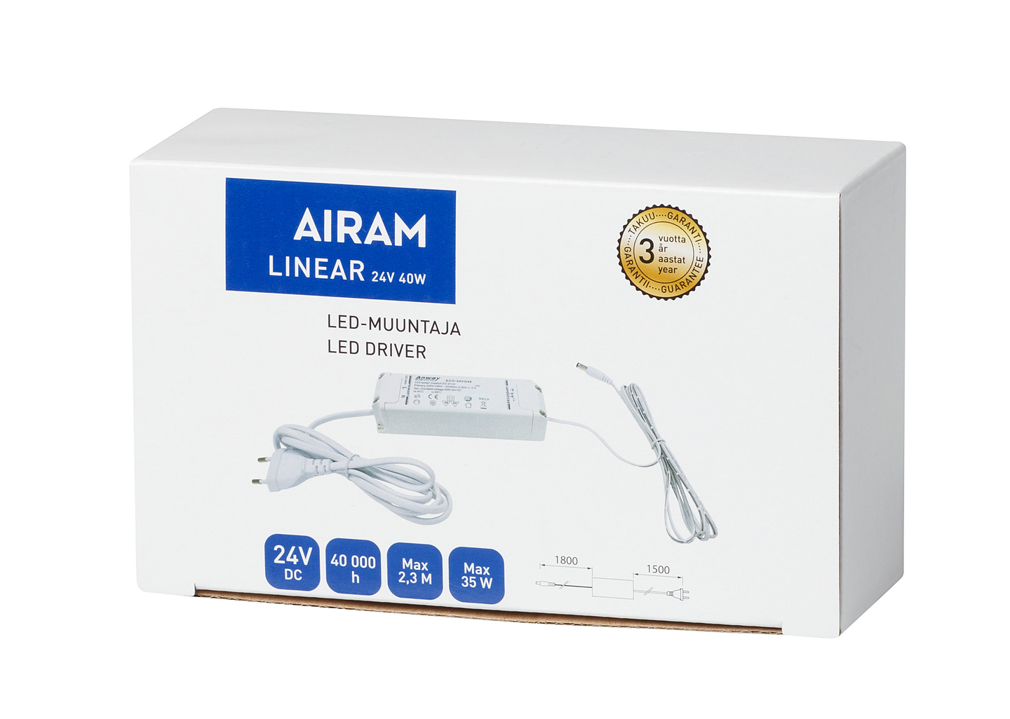 Led-muuntaja Airam Linear 40W 24V