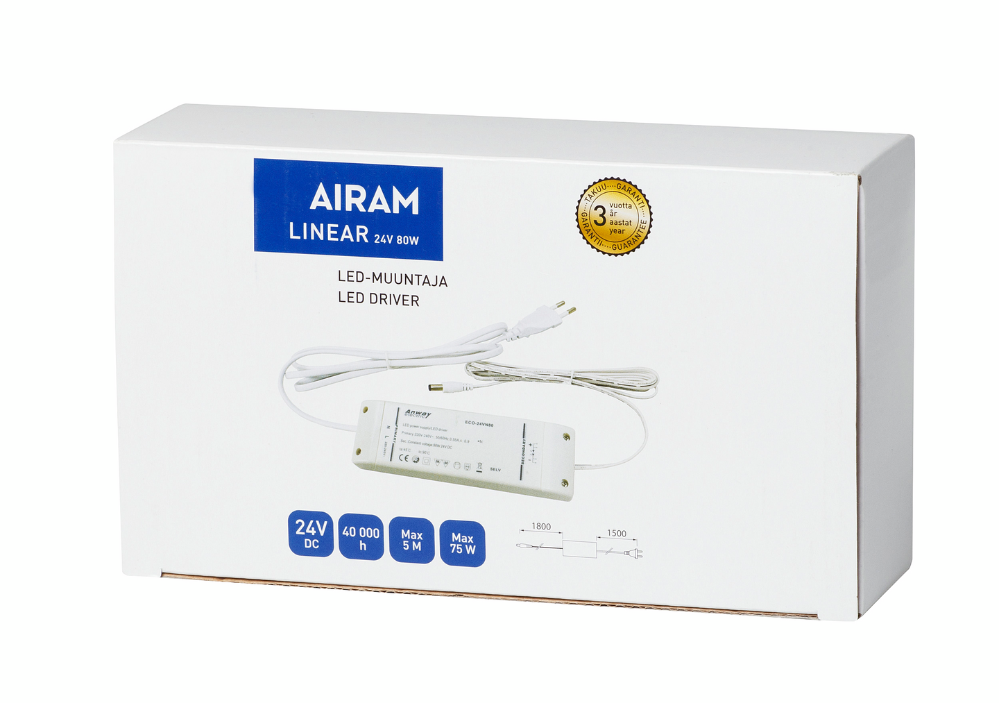 Led-muuntaja Airam Linear 80W 24V