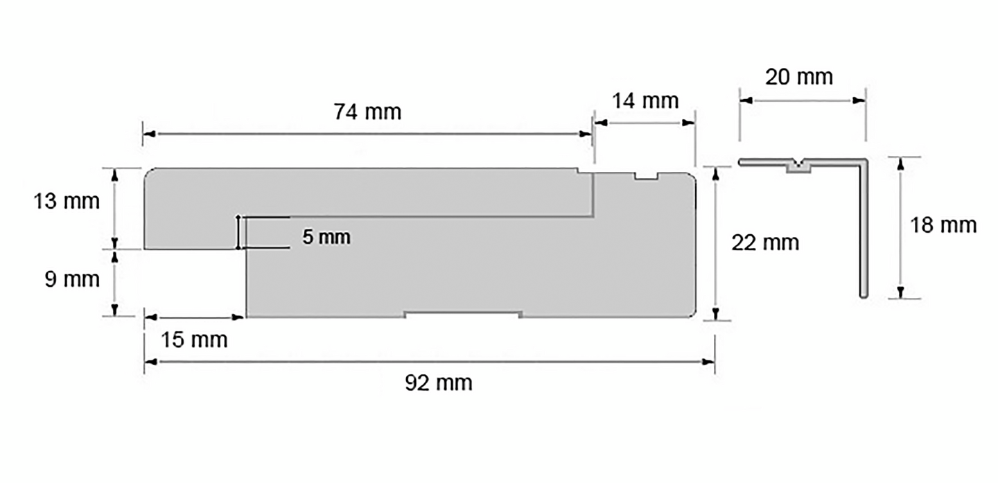 Vedeneristekynnys Pro kyntekorkeus 5mm 22x92x907mm tammi lakattu
