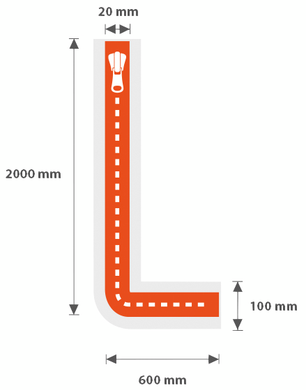 Vetoketju PROF teipillä L-malli 0,6x2m