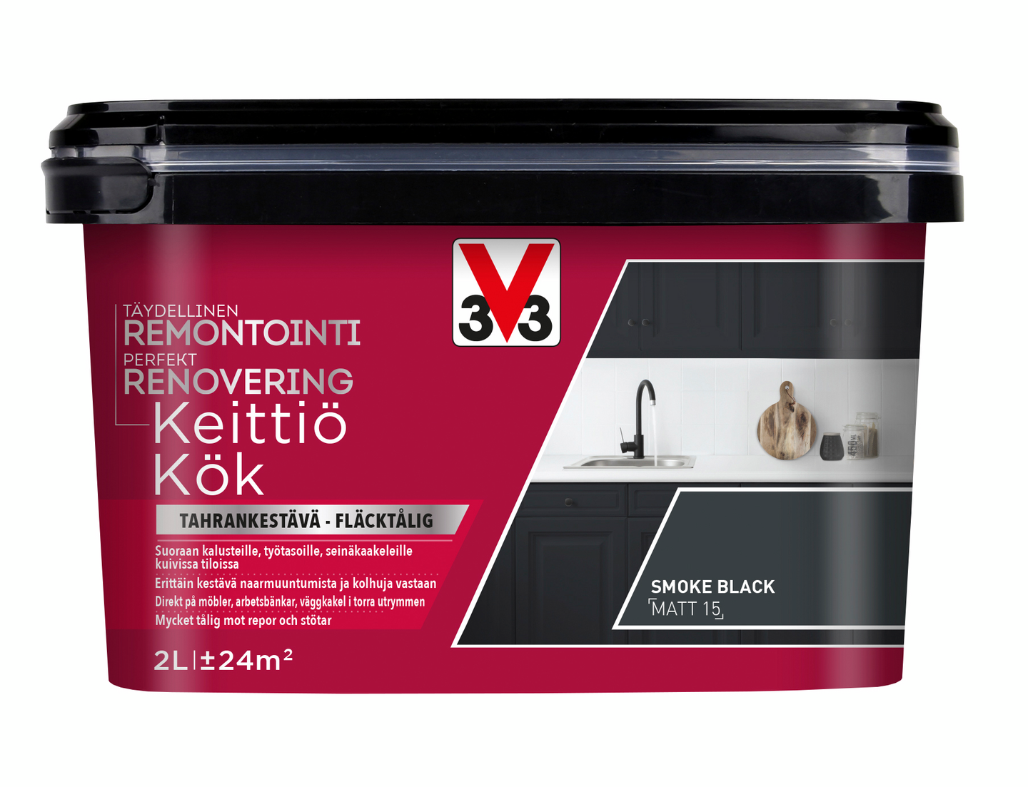 V33 Remontointimaali keittiö 2l Smoke Black matt