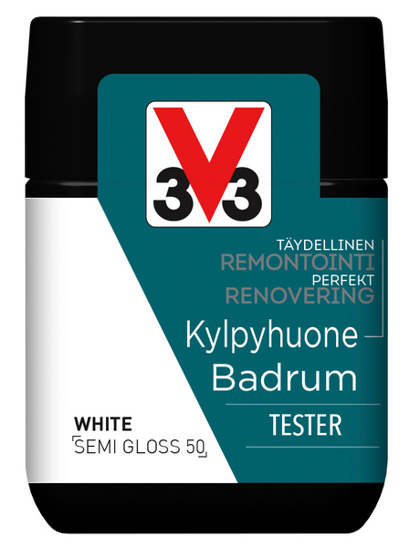 V33 Remontointimaali kylpyhuone 75ml Tester White