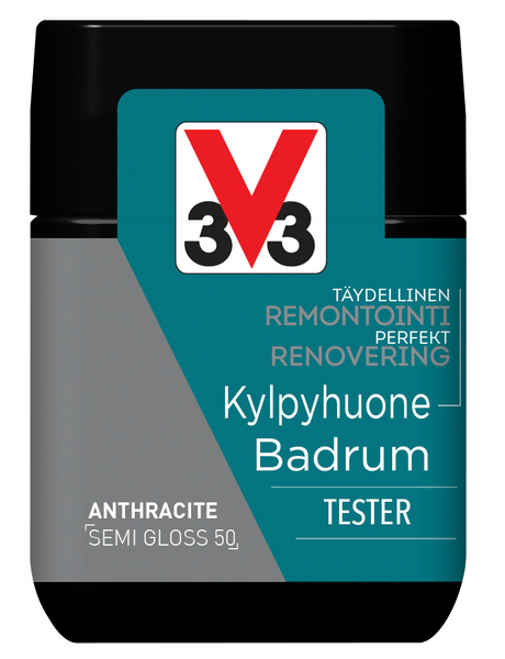 V33 Remontointimaali kylpyhuone 75ml Tester anthracite
