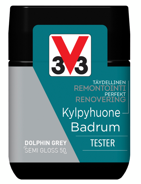 V33 Remontointimaali kylpyhuone 75ml Tester dolphin grey