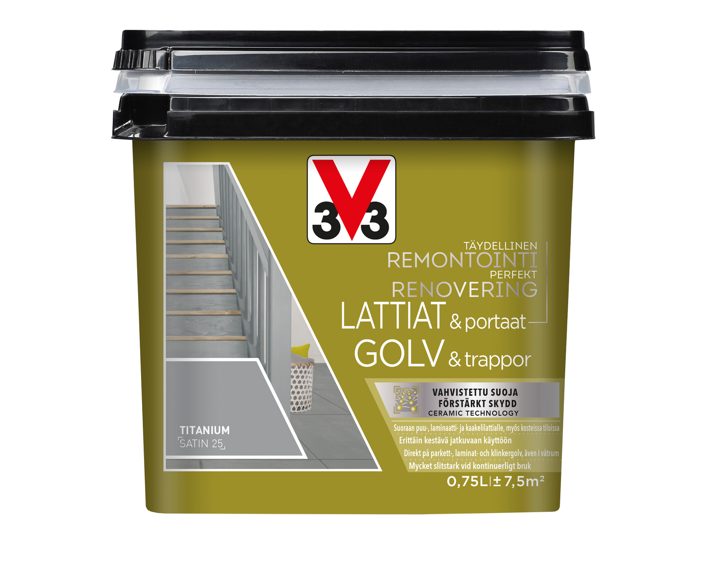 V33 Remontointimaali lattiat ja portaat 750ml Titanium