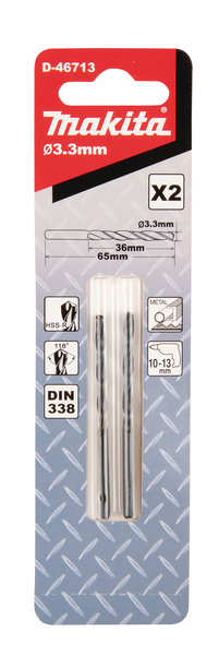 Metalliporanterä Makita HSS-R 3,30x65mm 2kpl