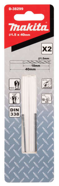 Metalliporanterä Makita HSS-R 1,50x40mm 2kpl