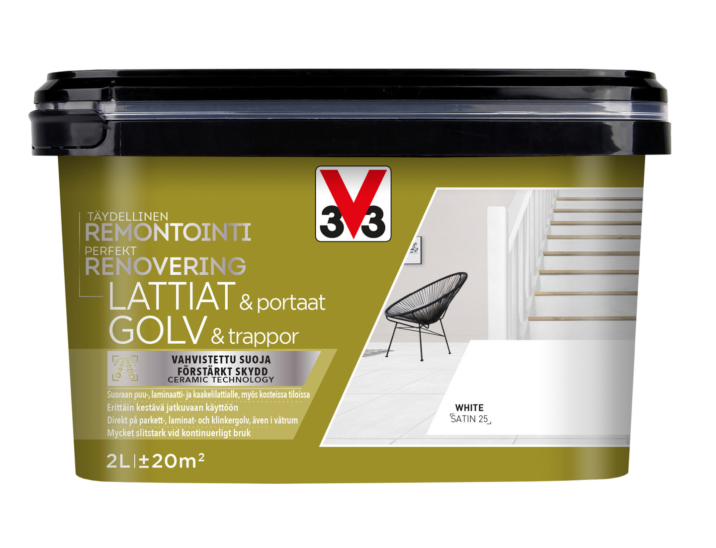V33 Remontointimaali lattiat ja portaat 2l White