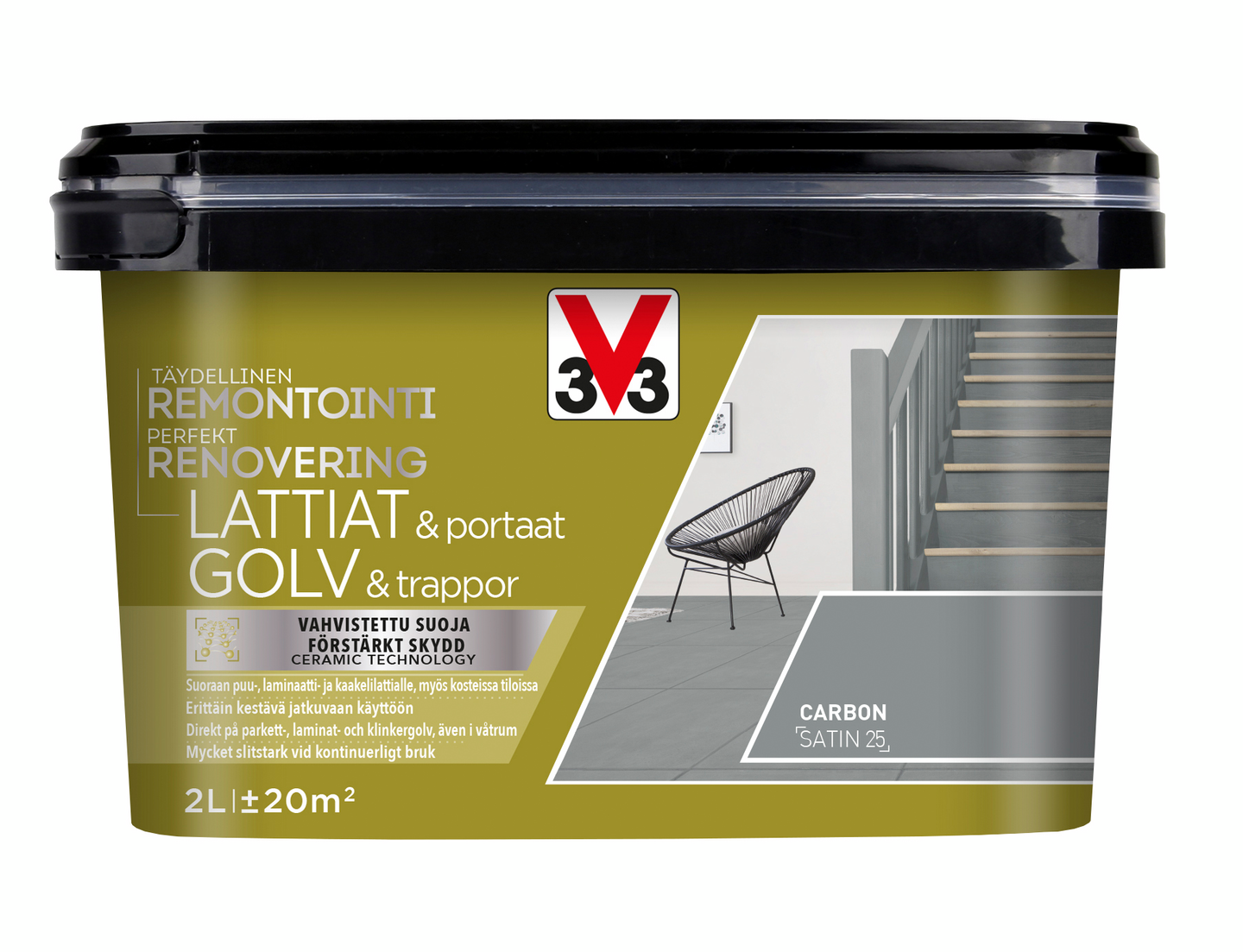 V33 Remontointimaali lattiat ja portaat 2l Carbon
