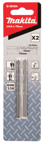 Metalliporanterä Makita HSS-R 4,00x75mm 2kpl