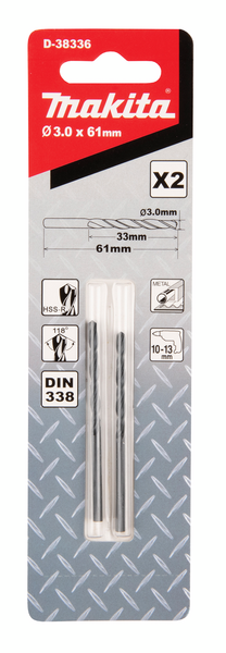 Metalliporanterä Makita HSS-R 3,00x61mm 2kpl