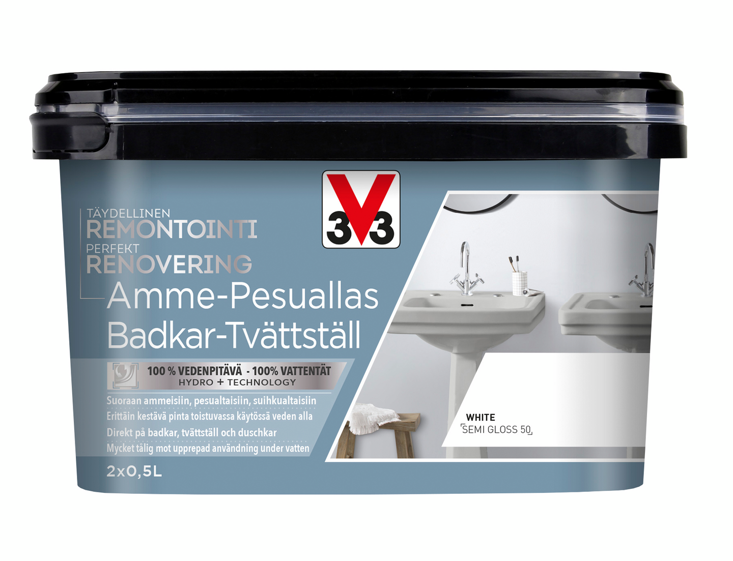 V33 Ammemaali 1l White ja Suojalakka