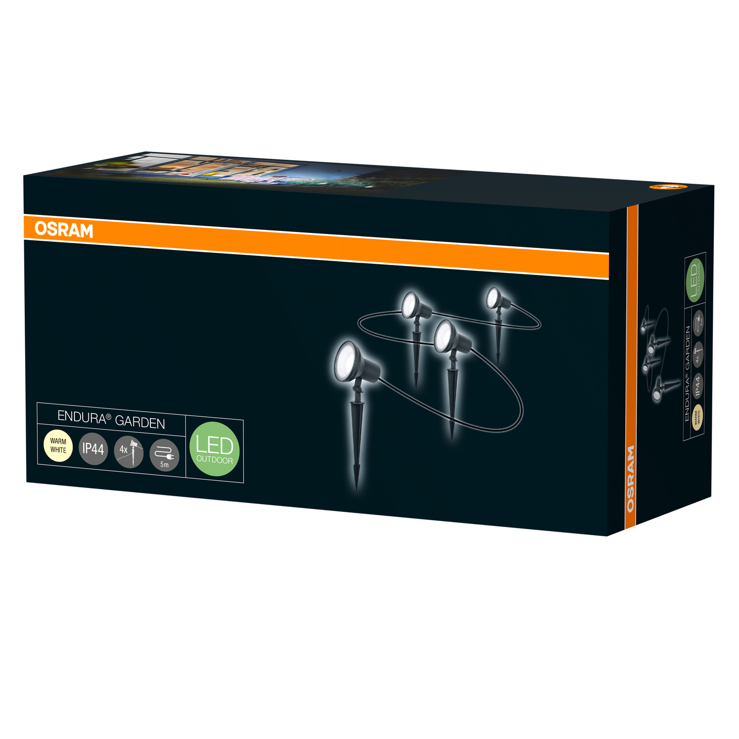 Ulkovalaisin Osram Endura Garden Spot 4-osainen
