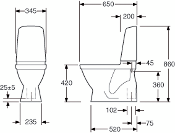 Wc-istuin Gustavsberg Nautic 1500HF 2-toiminen SC/QR-kannella GB1115002R1331G