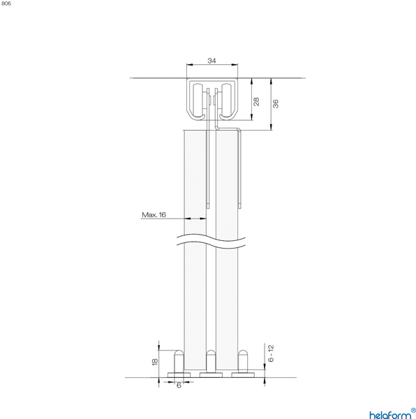 Liukuovikiskosetti Helaform kahdelle kalusteliukuovelle 805/2000mm