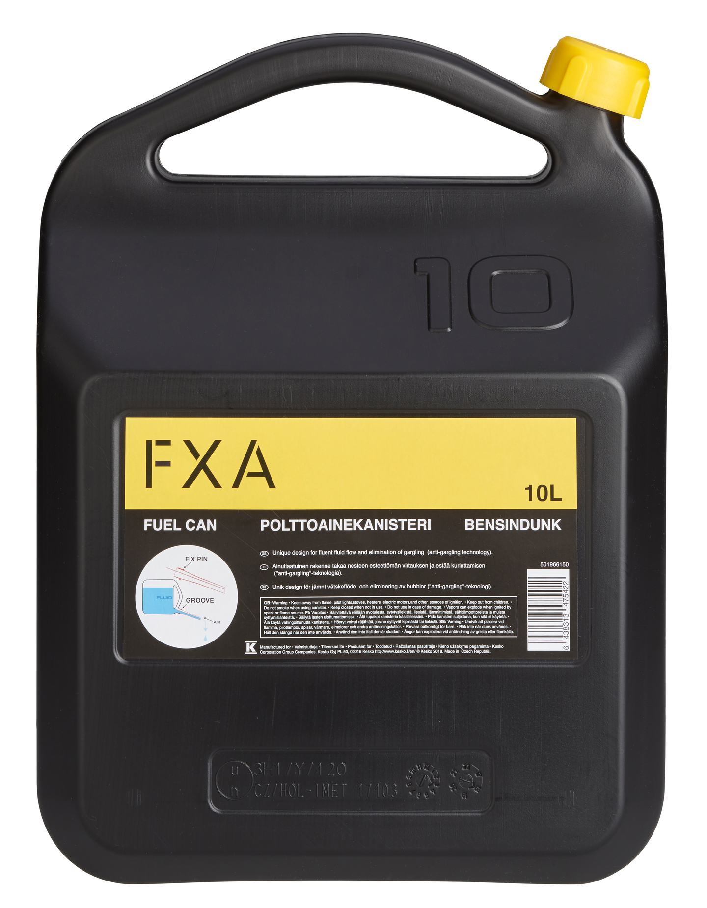 Polttoainekanisteri FXA 10l kaatonokalla