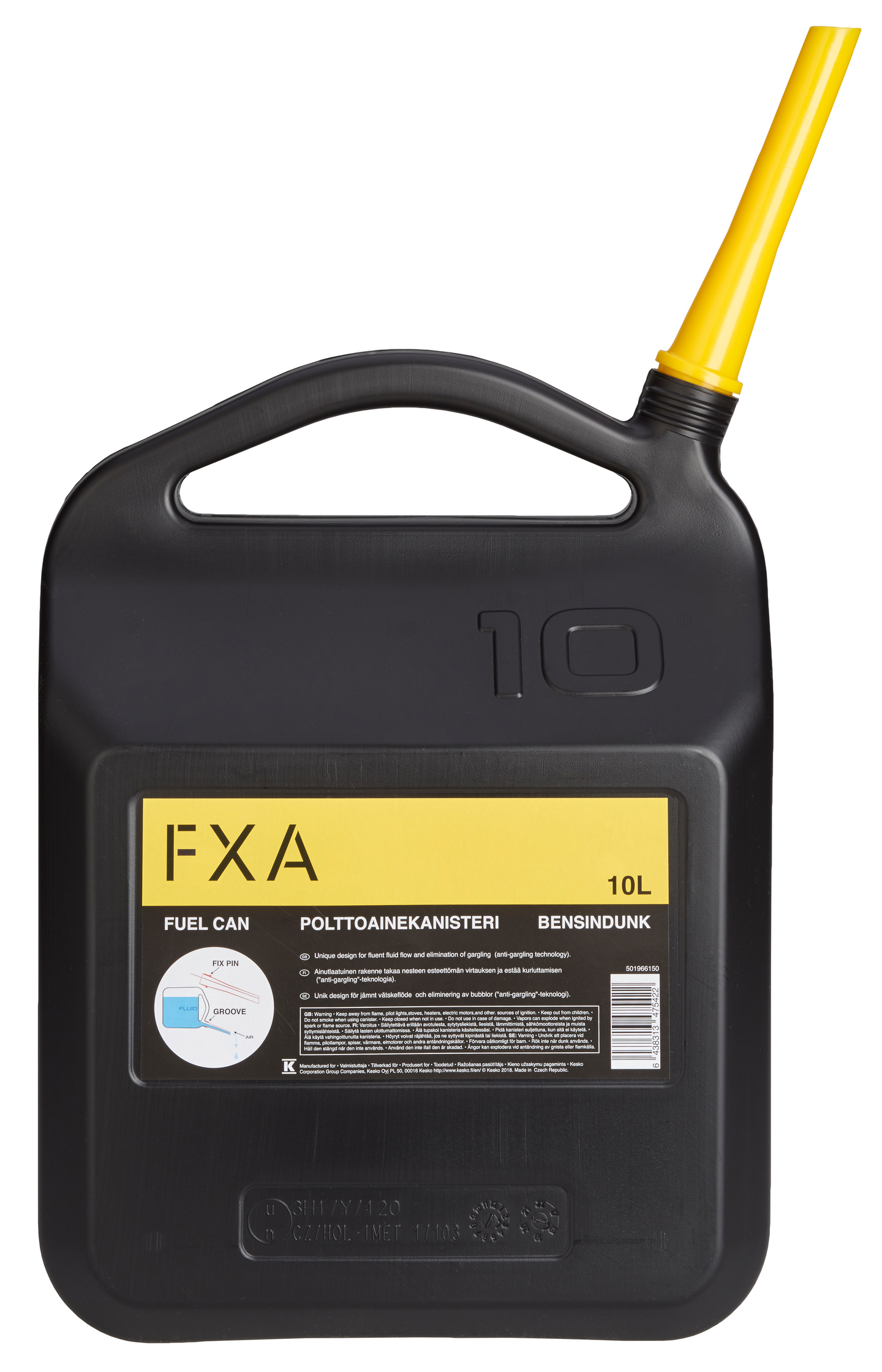 Polttoainekanisteri FXA 10l kaatonokalla