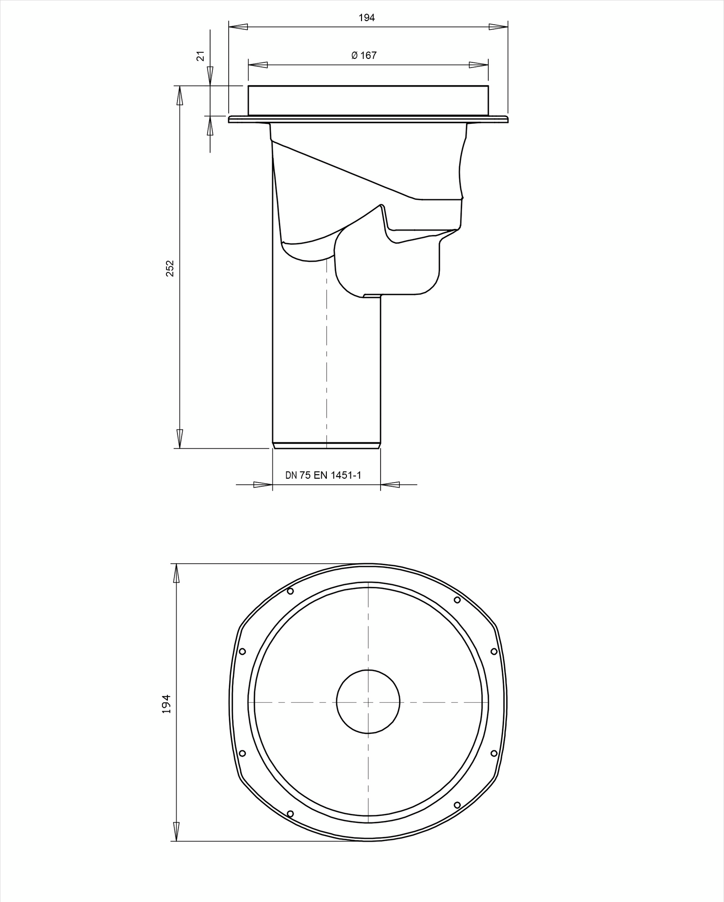 Lattiakaivo Vieser One dn75 pysty