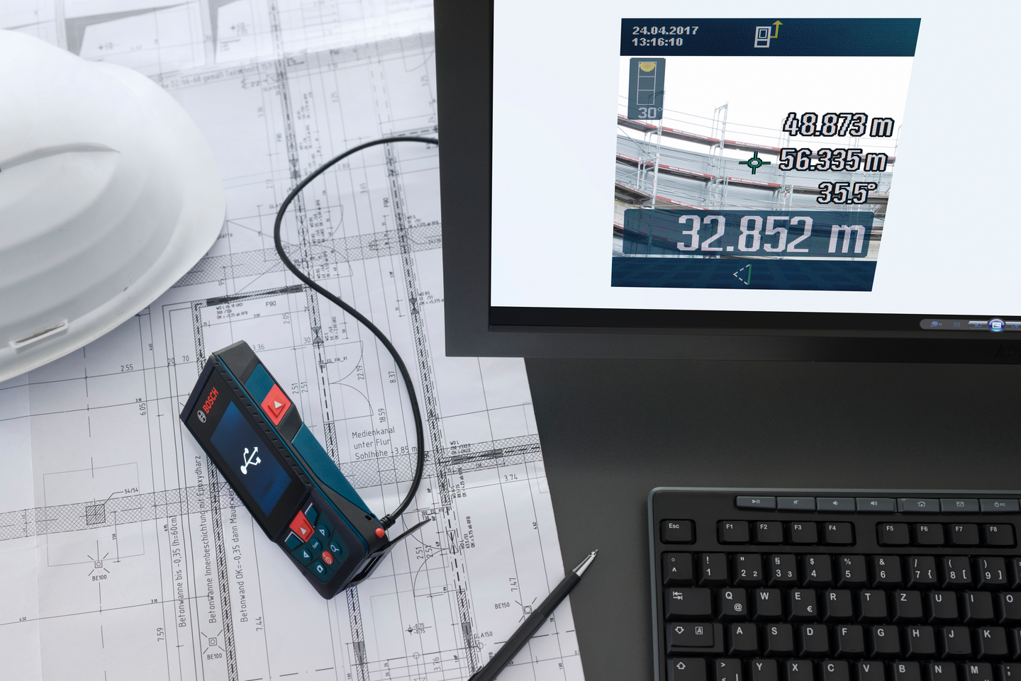 Etäisyysmittalaite Bosch GLM 120 C + jalusta BT150