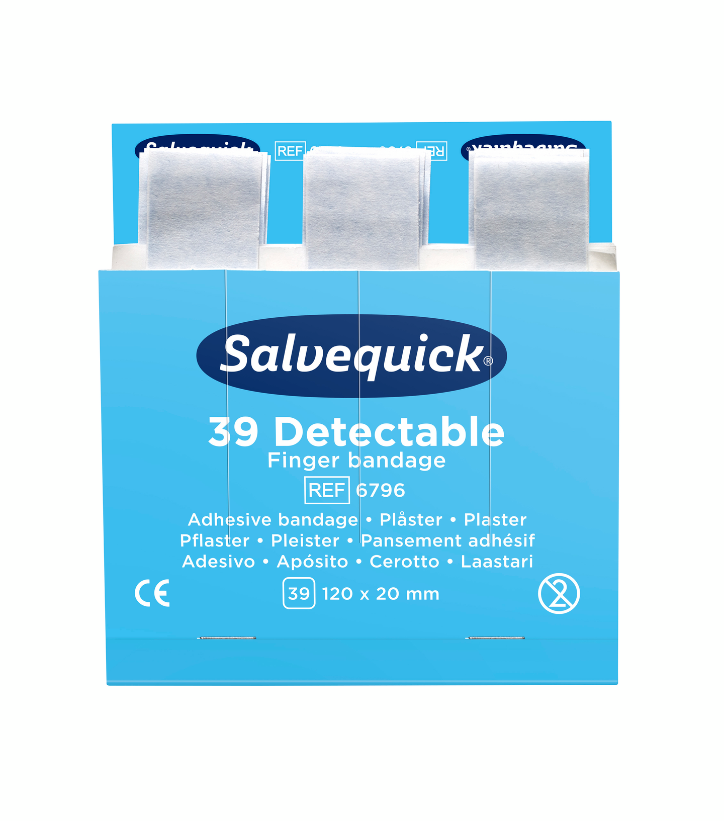 Muovilaastari Salvequick sininen erikoispitkä 120mm 6 x 39kpl