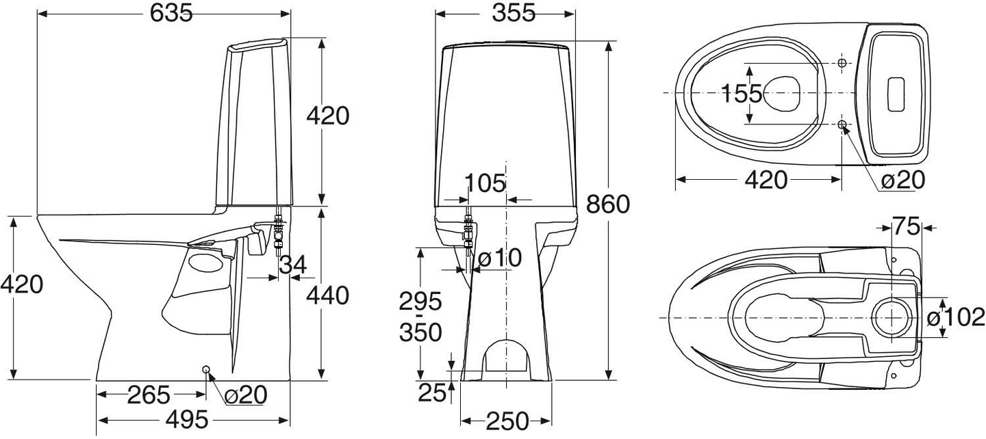Wc-istuin IDO Glow 60 2-t ilman kantta 3826001101