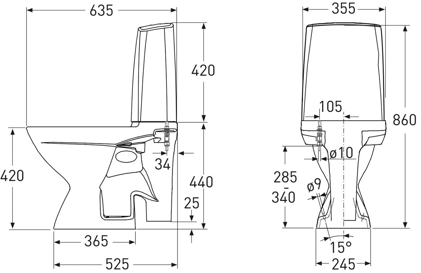 Wc-istuin IDO Glow 63 2-t ilman kantta 3826301101