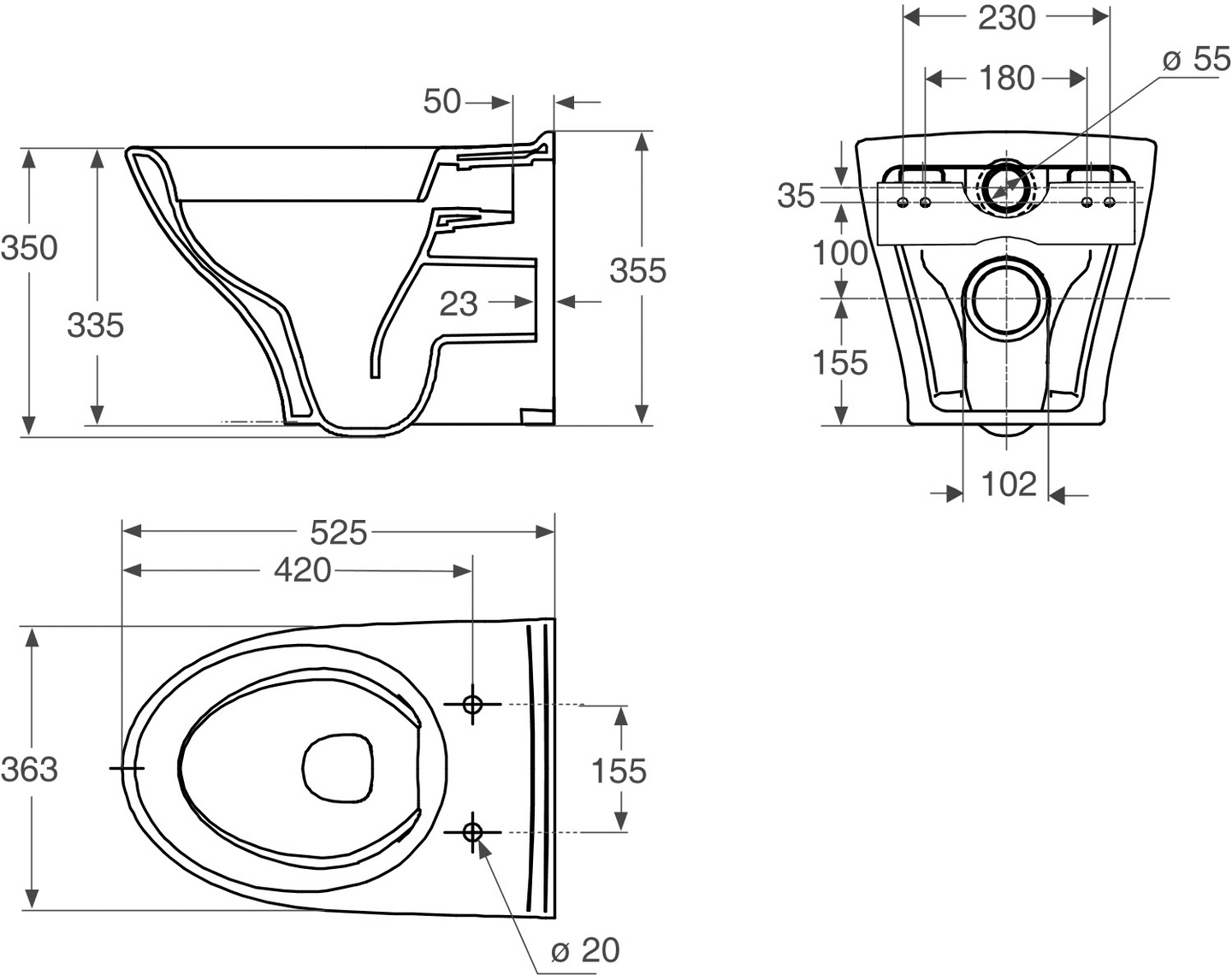 Wc-istuin IDO Glow 66 seinä ilman kantta 7816601101