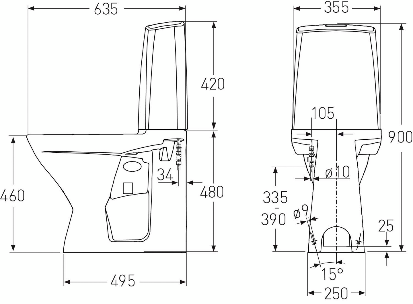Wc-istuin IDO Glow 62 korkea 1-t ilman kantta 3526201101