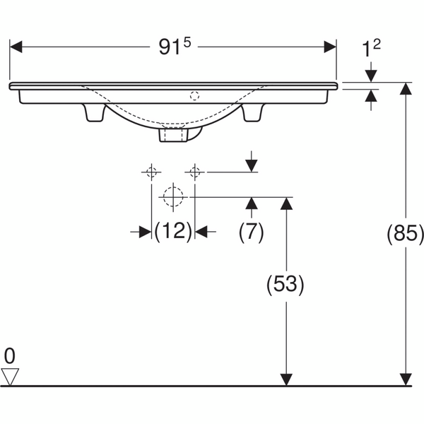 Tasoallas IDO Elegant Compact L91,5 S37,5cm hanareikä ylivuotoaukko