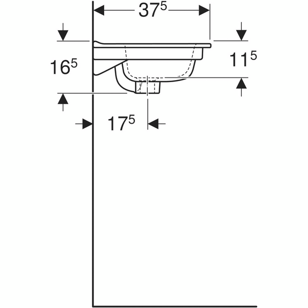 Tasoallas IDO Elegant Compact L91,5 S37,5cm hanareikä ylivuotoaukko