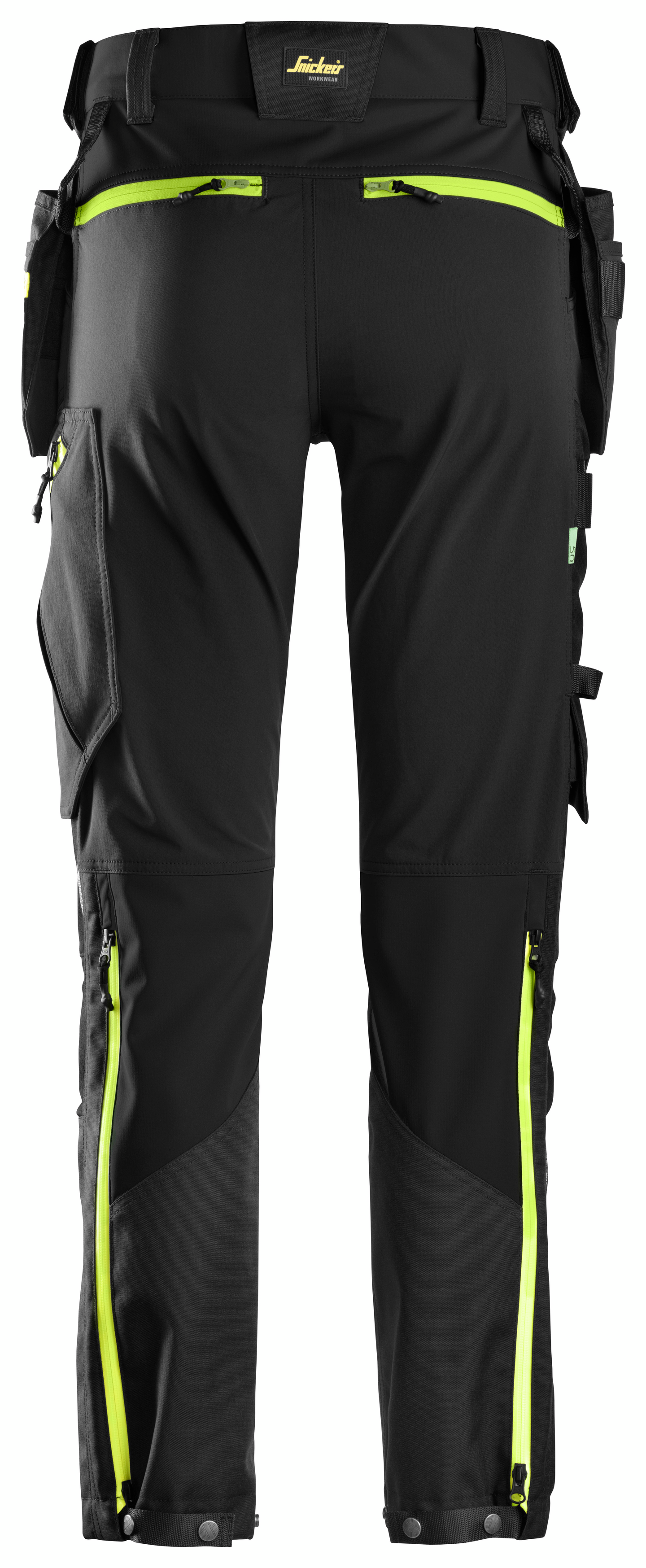 Työhousut Snickers FlexiWork+ Softshell Stretch riipputaskut 6940-0467 musta