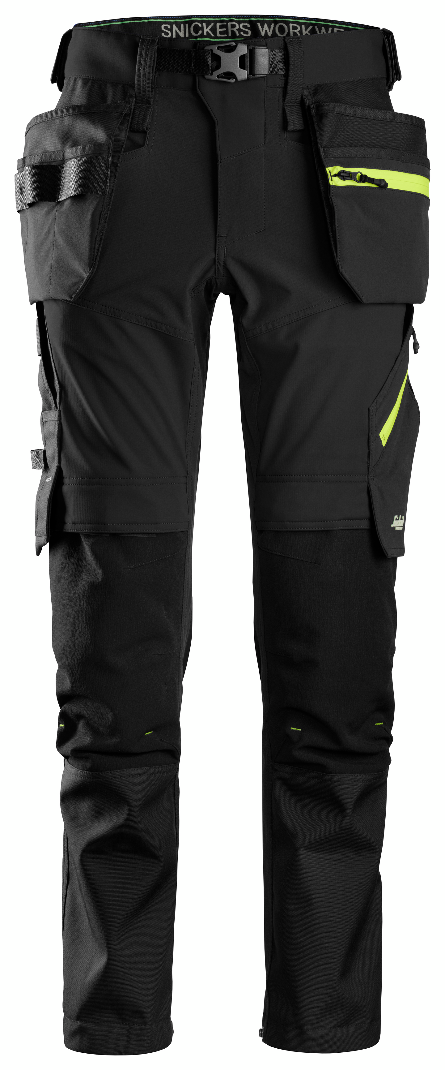 Työhousut Snickers FlexiWork+ Softshell Stretch riipputaskut 6940-0467 musta