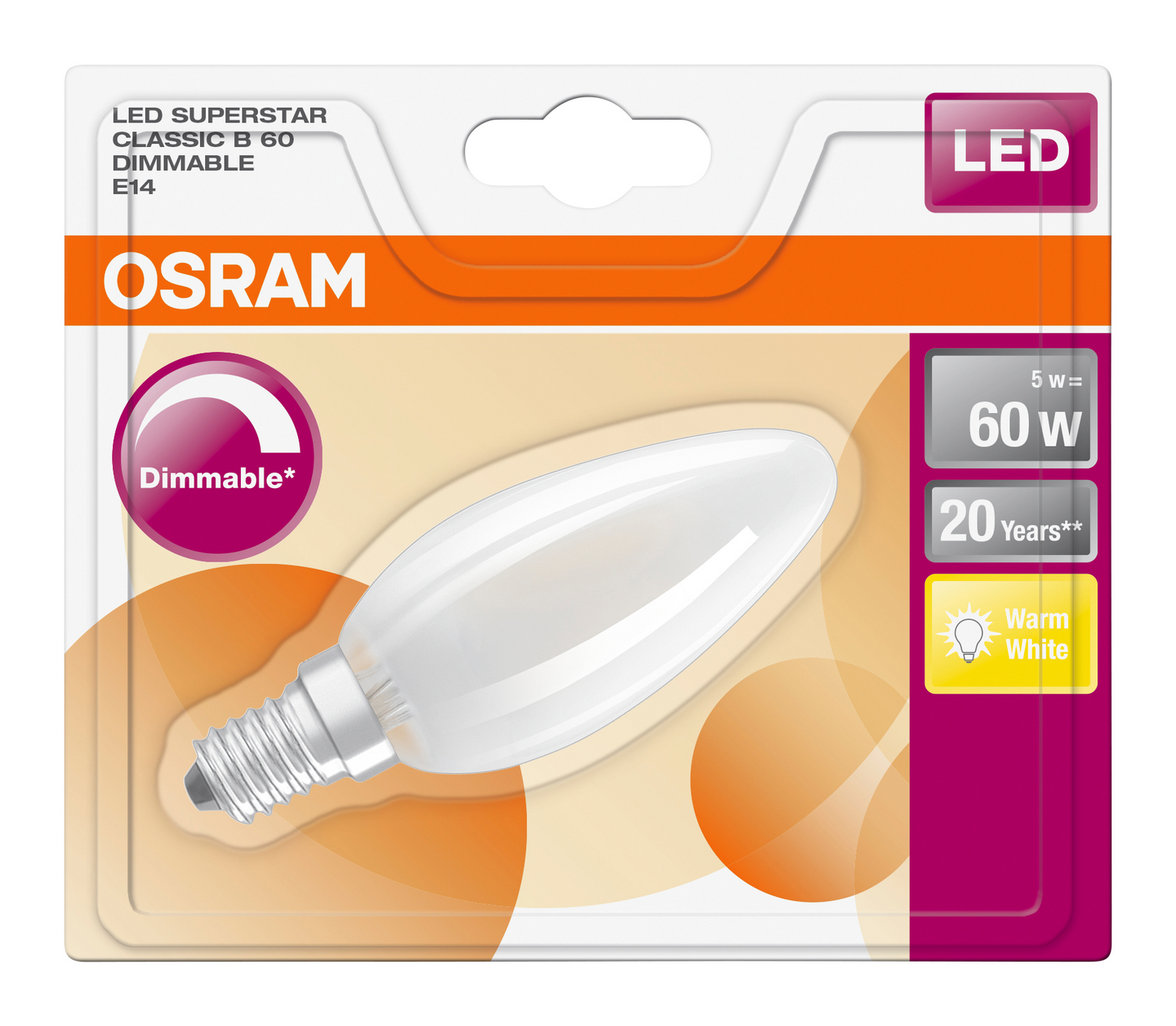 Led-lamppu Osram Superstar 640lm B60 GL FR 827 Dim
