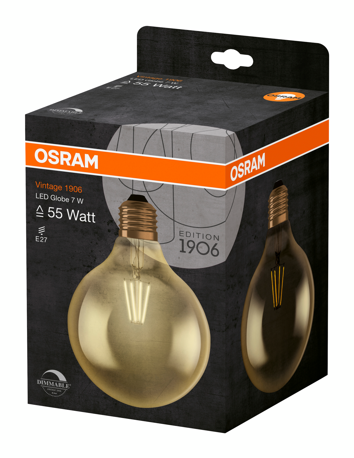 Led-lamppu OSRAM Vintage 1906 Globe 725lm Dim E27