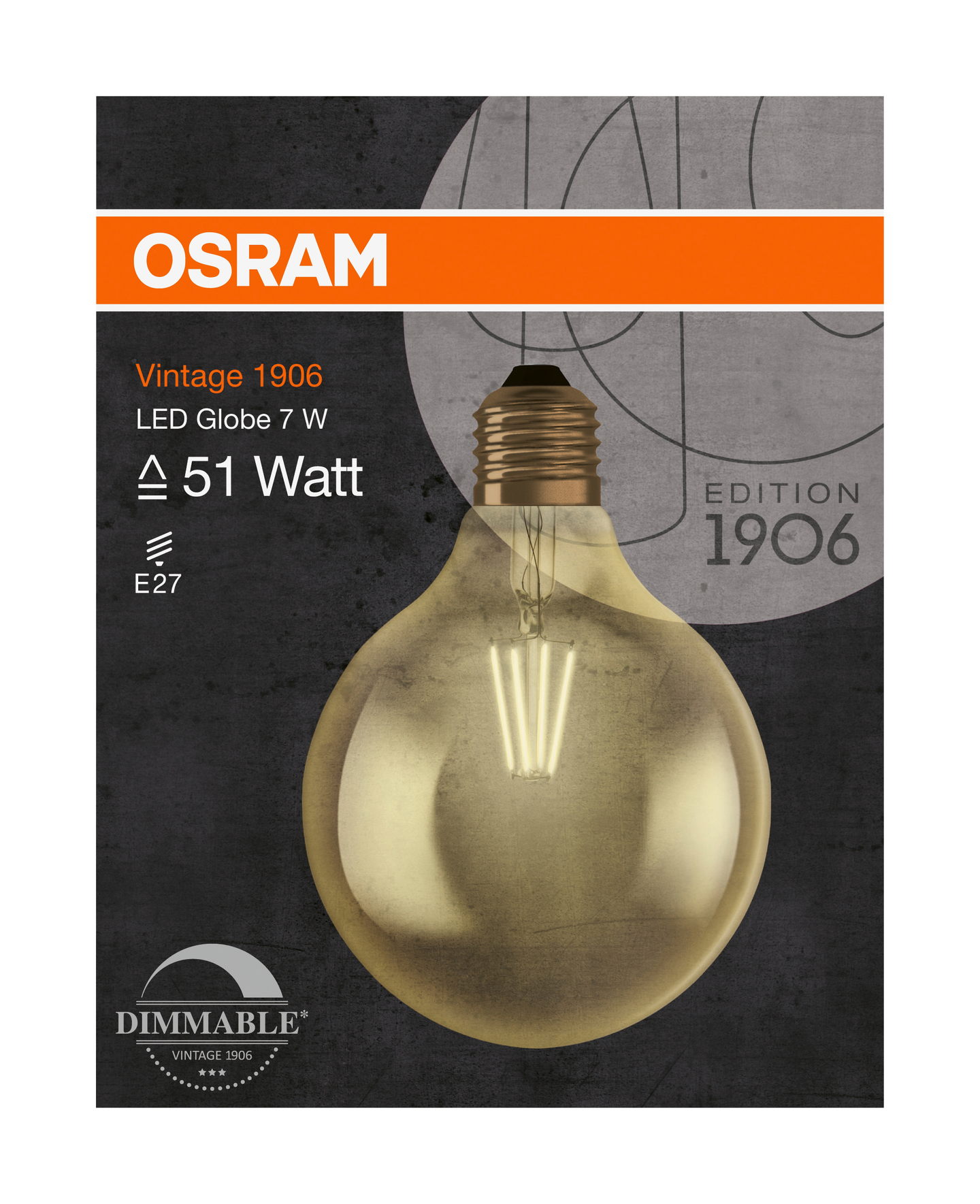 LED OSRAM LAMPA VINTAGE GLOBE 650LM, 824 FIL