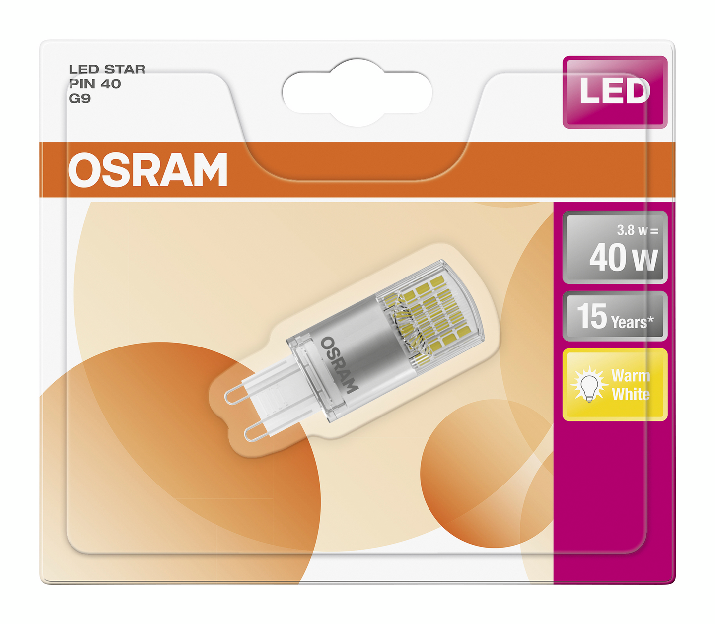 Led-lamppu Osram Star PIN40 470lm 827 G9